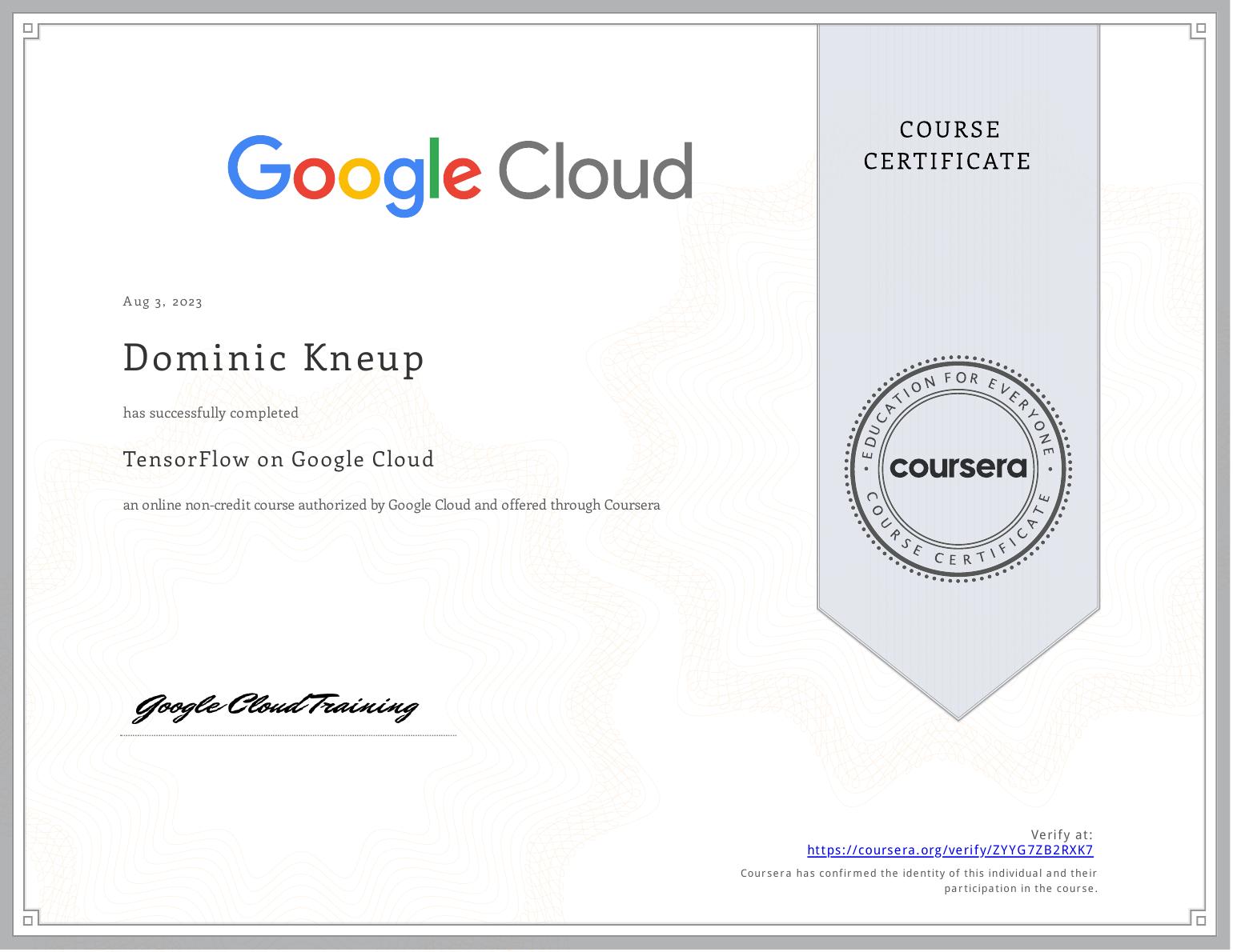 Tensorflow on Google Cloud